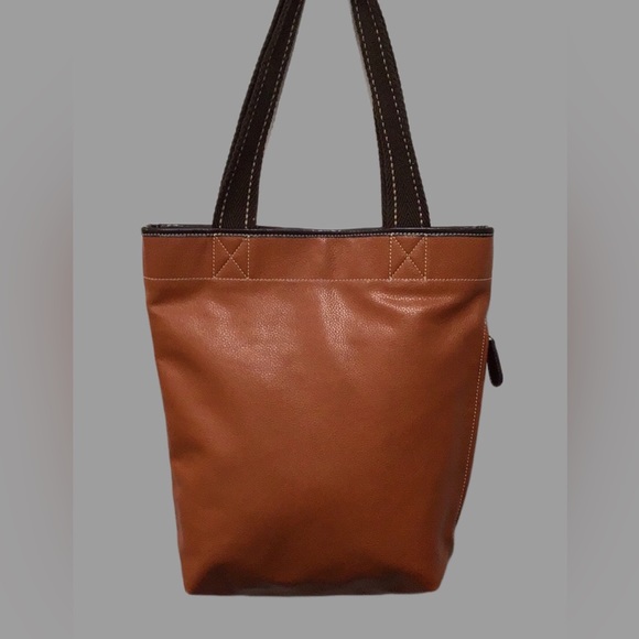 NEW CHALA HANDBAGS Bird Tweet Shoulder Bag, Large Tote, Burnt Orange & Teal - Picture 3 of 15